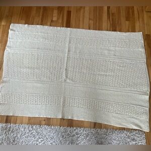 Handmade Cream Textured Knit Blanket